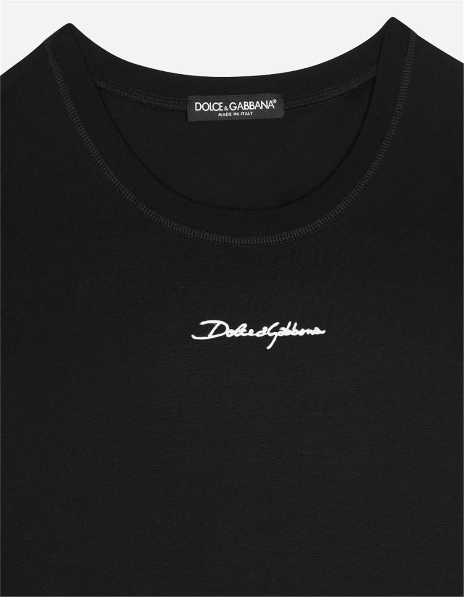 COTTON T-SHIRT WITH LOGO-DOLCE & GABBANA-Verso