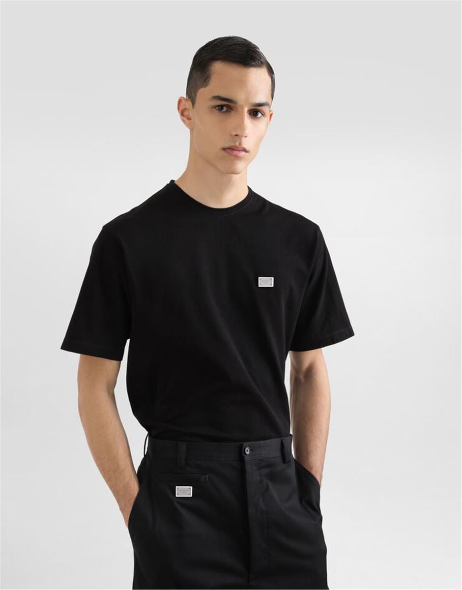 COTTON T-SHIRT WITH TAG - DOLCE & GABBANA - Verso