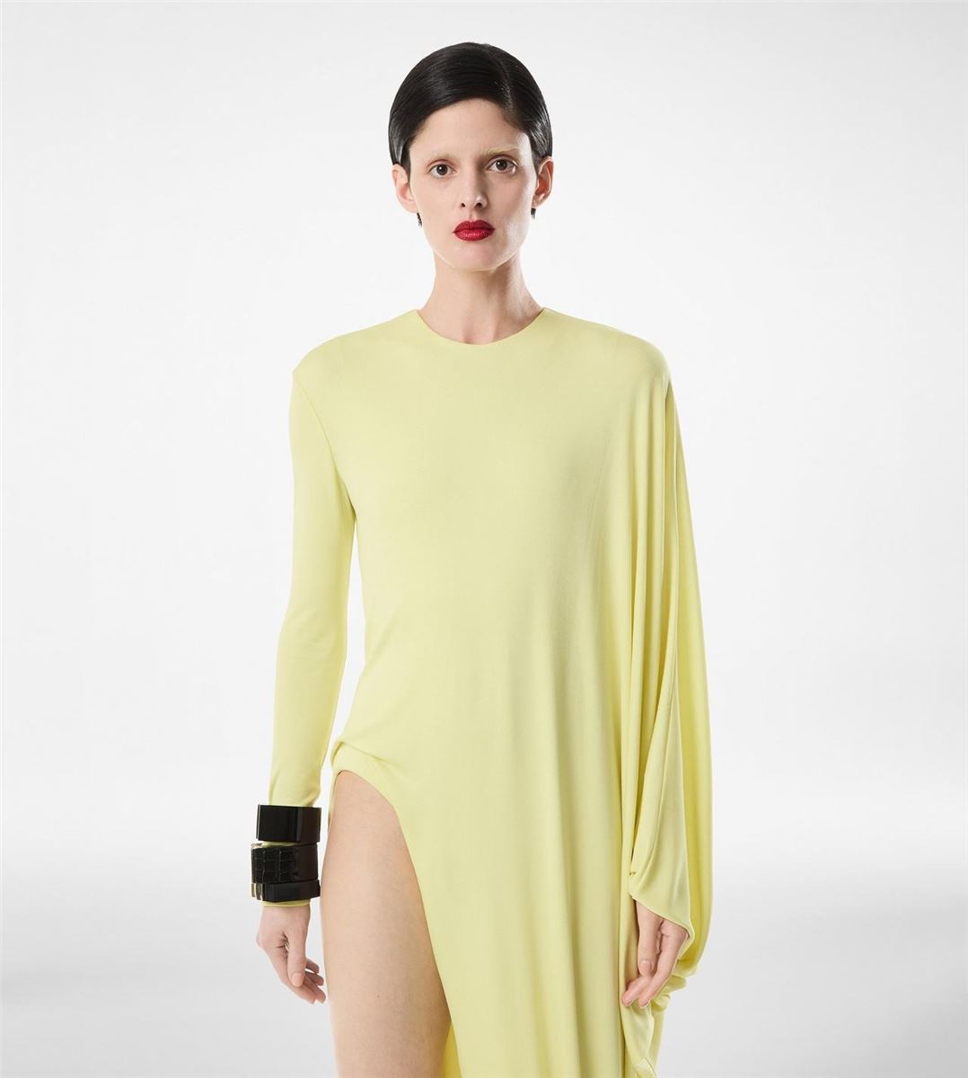 Crepe Jersey Long Sleeve Evening Dress