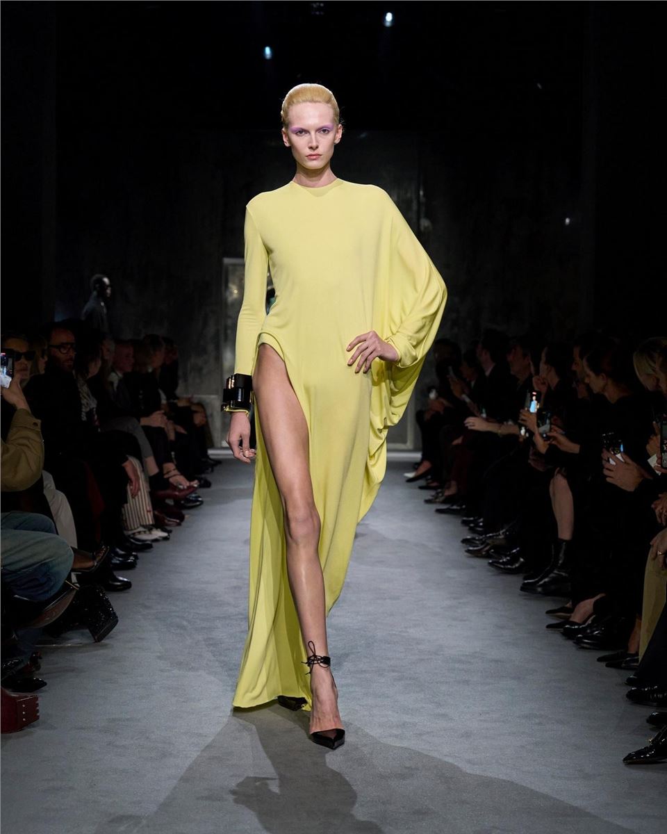 Crepe Jersey Long Sleeve Evening Dress