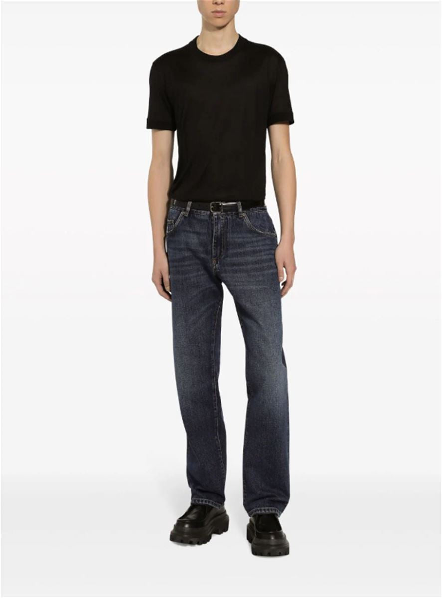 Crew-neck Silk T-shirt-DOLCE & GABBANA-Verso