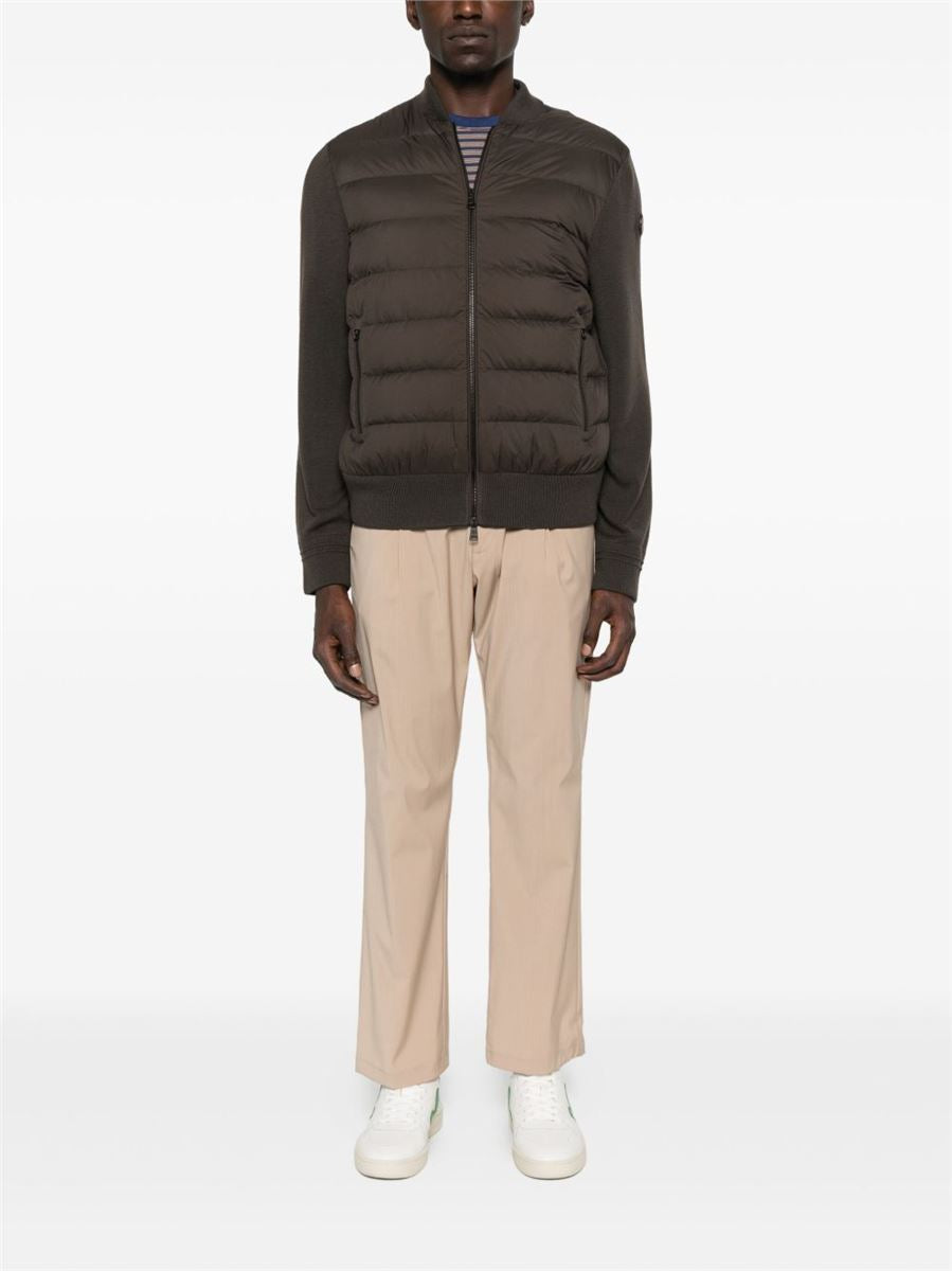 Padded wool zip-up cardigan