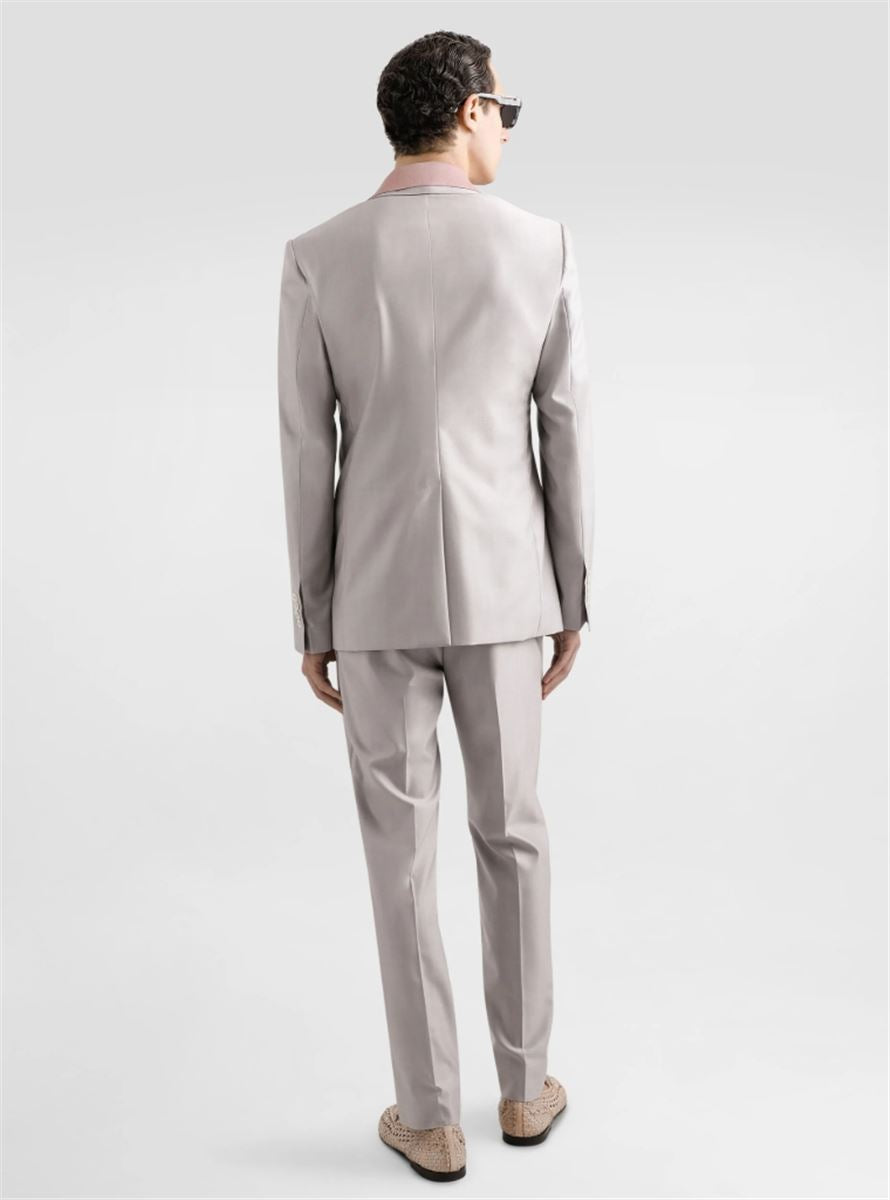 DECONSTRUCTED DOUBLE-BREASTED WOOL AND SILK SUIT - DOLCE & GABBANA - Verso
