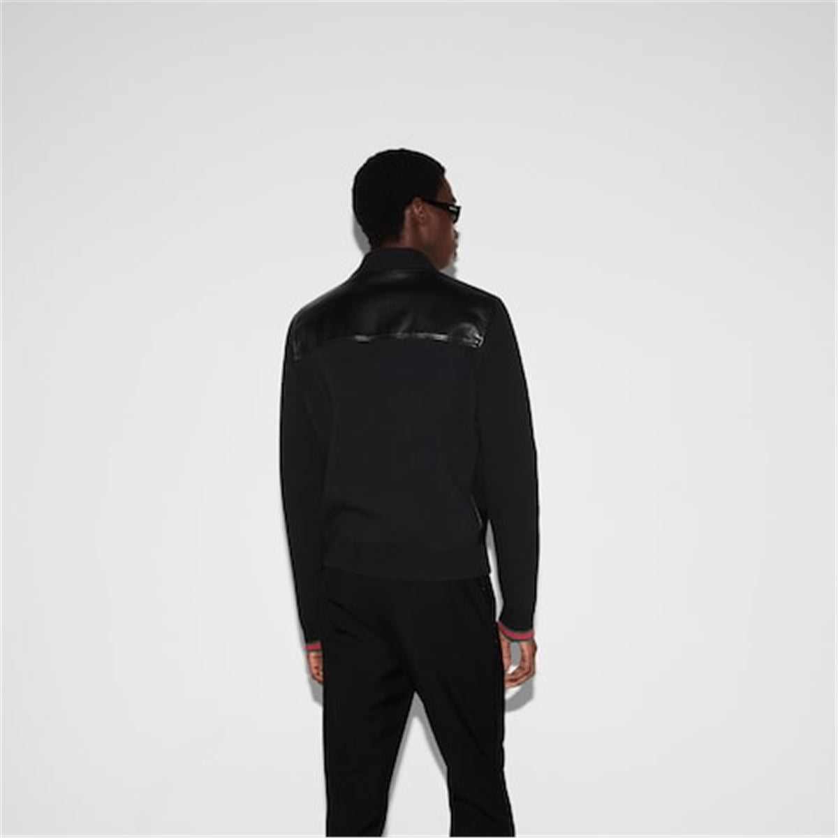 NAPPA LEATHER AND KNIT BOMBER JACKET - GUCCI - Verso