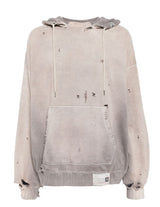 DISTRESSED-EFFECT COTTON HOODIE