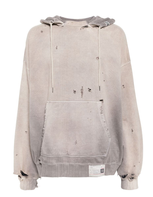 DISTRESSED-EFFECT COTTON HOODIE