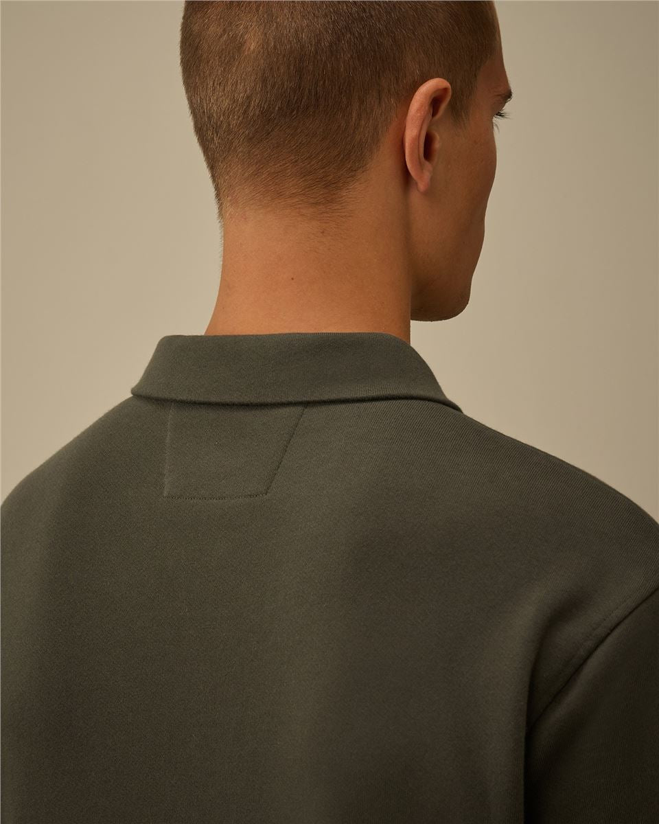 Diagonal raised fleece half zip sweatshirt-CP COMPANY-Verso