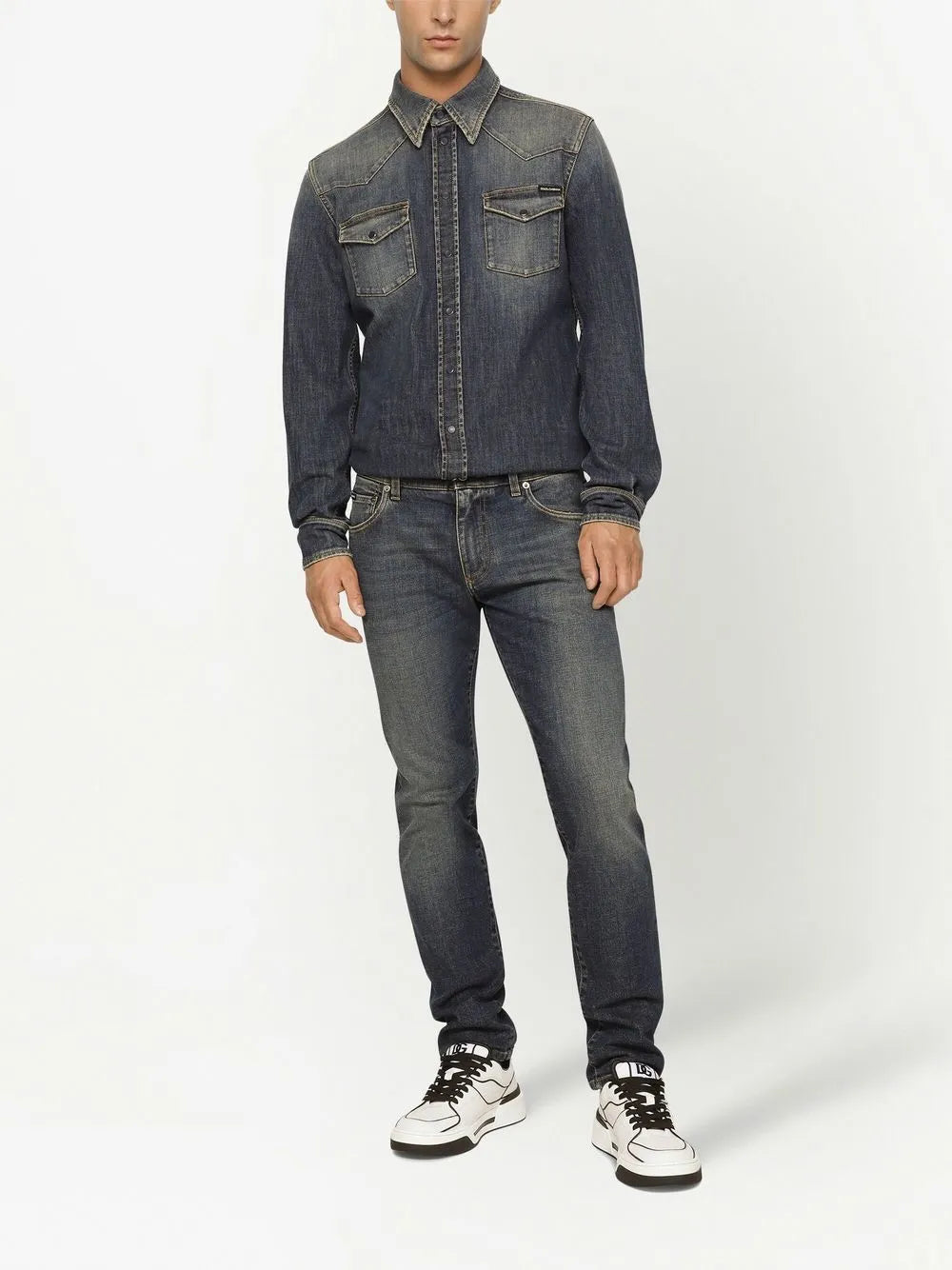 Dolce & gabbana logo-appliqué slim-cut jeans-DOLCE&GABBANA-Verso