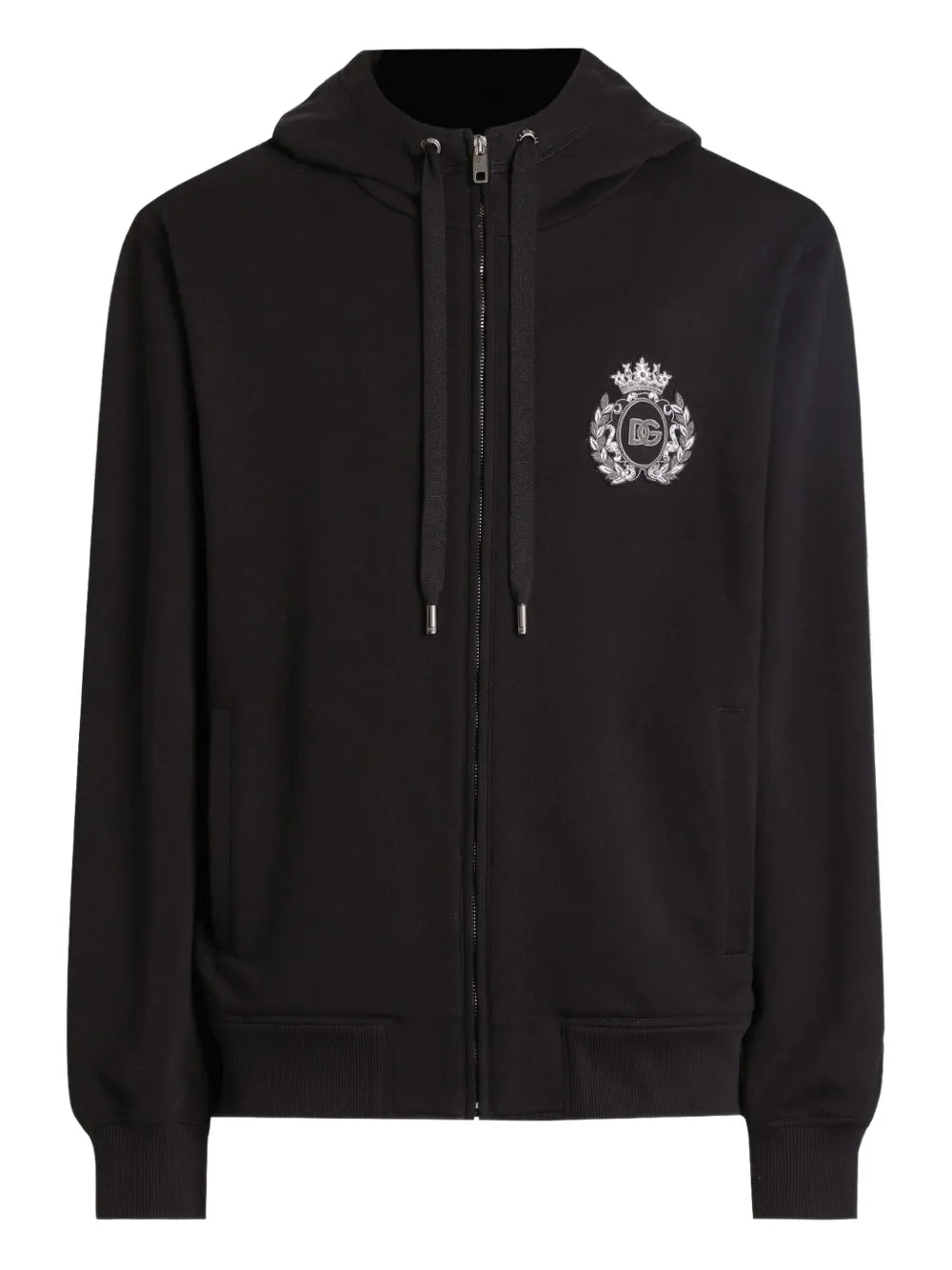 Dolce & gabbana logo-applqiué zip-up hoodie