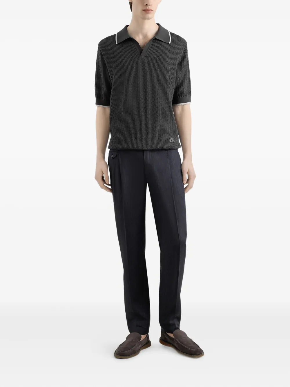 Dolce & gabbana textured-knit polo top