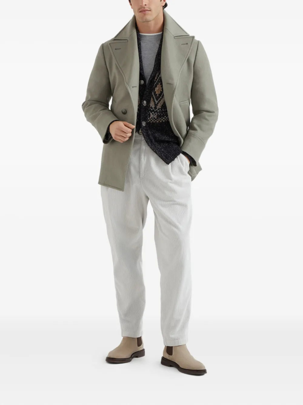 Double-breasted wool coat-BRUNELLO CUCINELLI-Verso