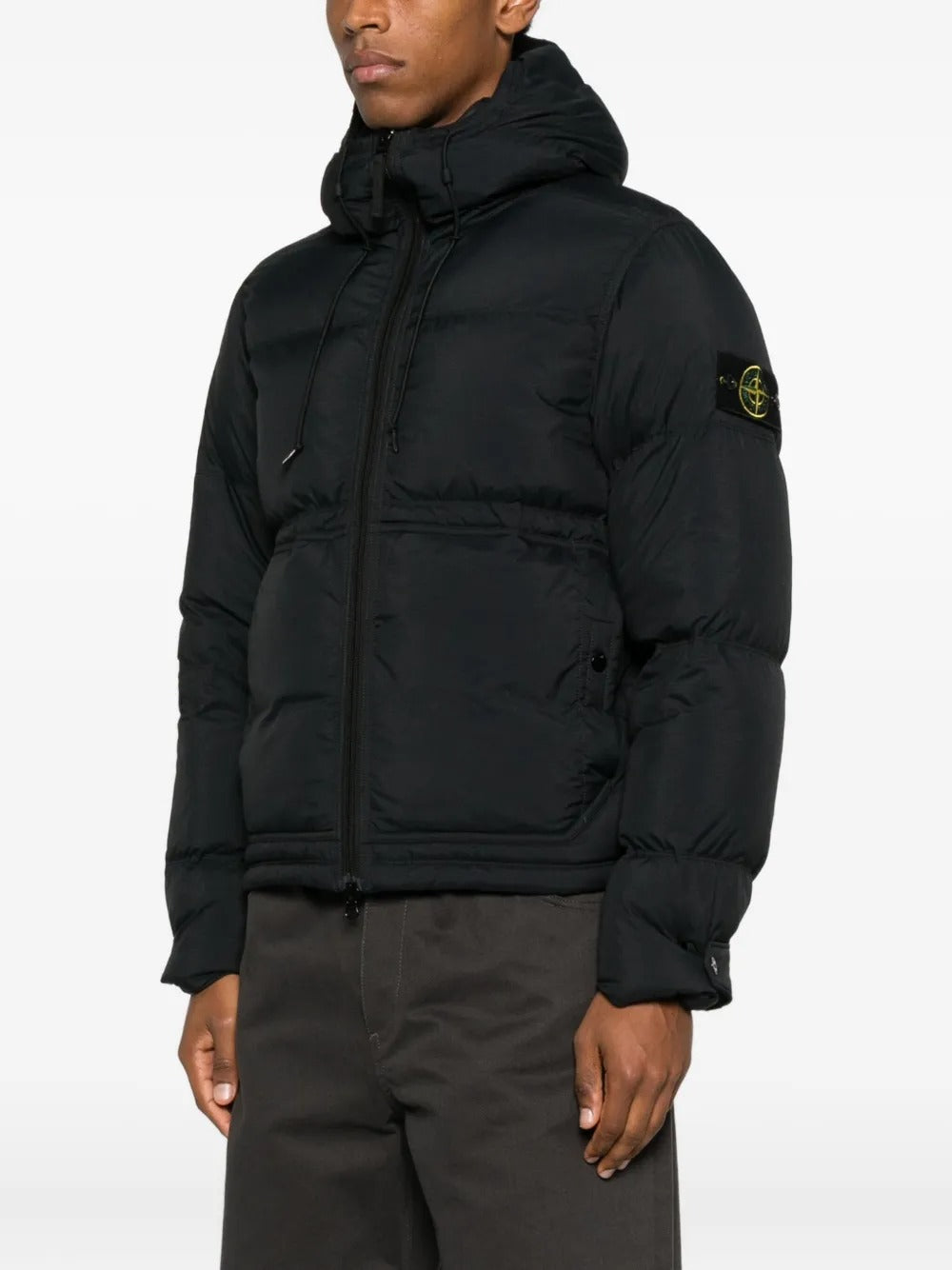Down Parka with Water Resistance and Snap Pockets-STONE ISLAND-Verso