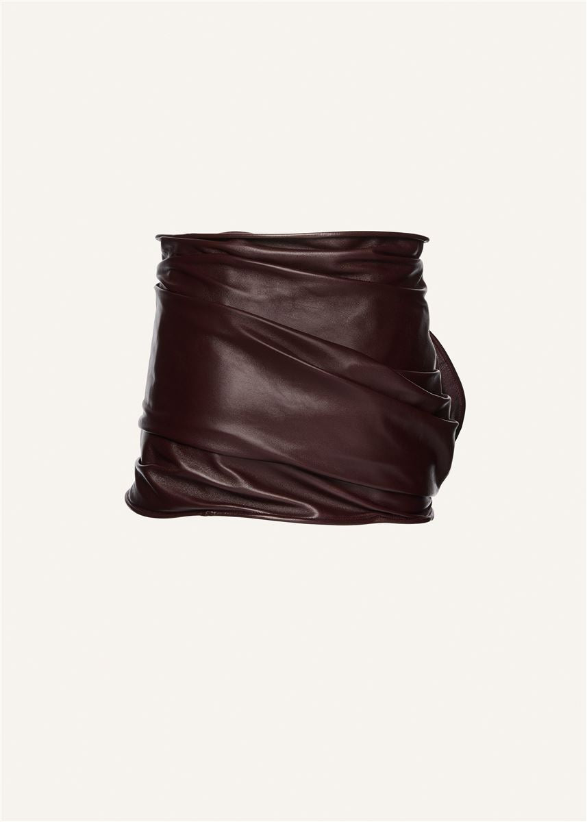 DRAPED LEATHER MINI SKIRT IN BURGUNDY-MAGDA BUTRYM-Verso