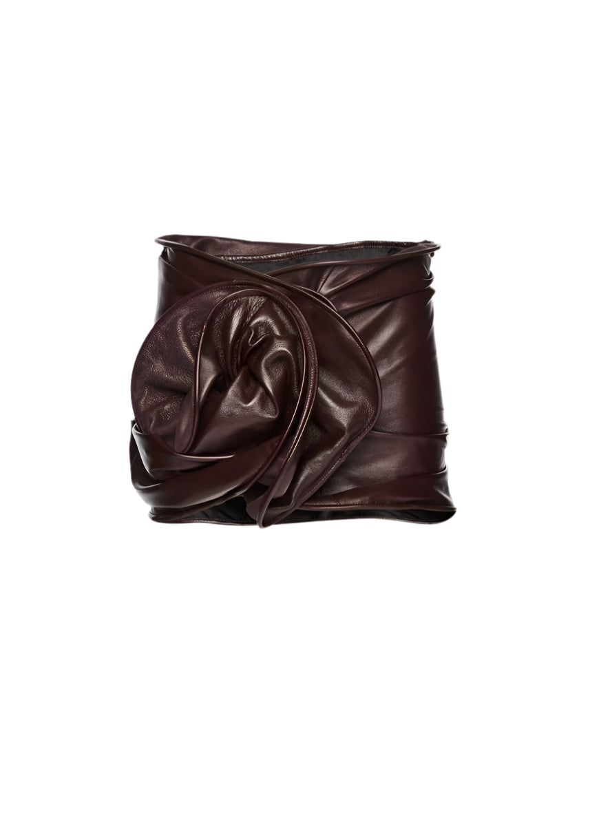 DRAPED LEATHER MINI SKIRT IN BURGUNDY-MAGDA BUTRYM-Verso