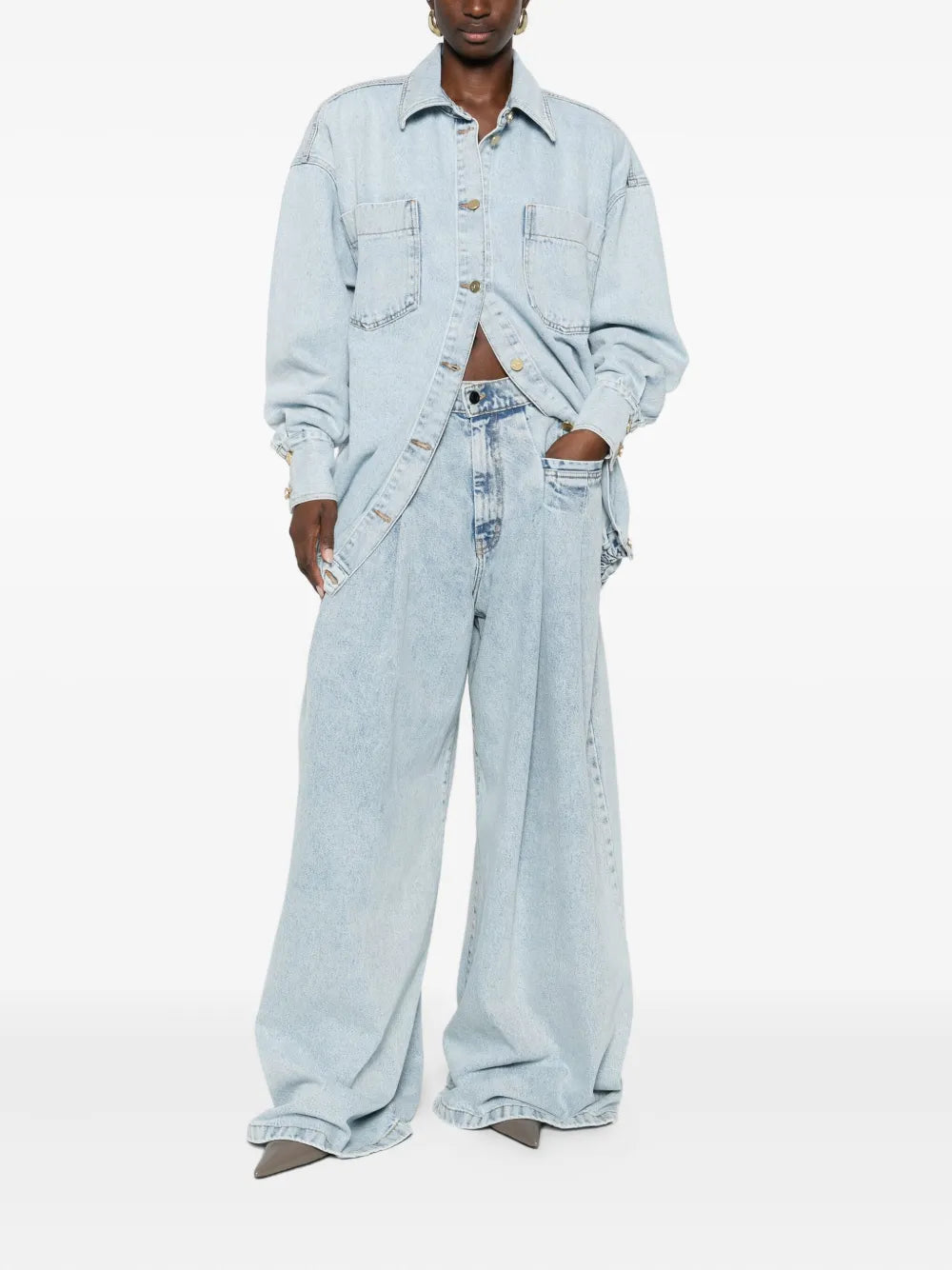 Drop-shoulder denim jacket-THE MANNEI-Verso