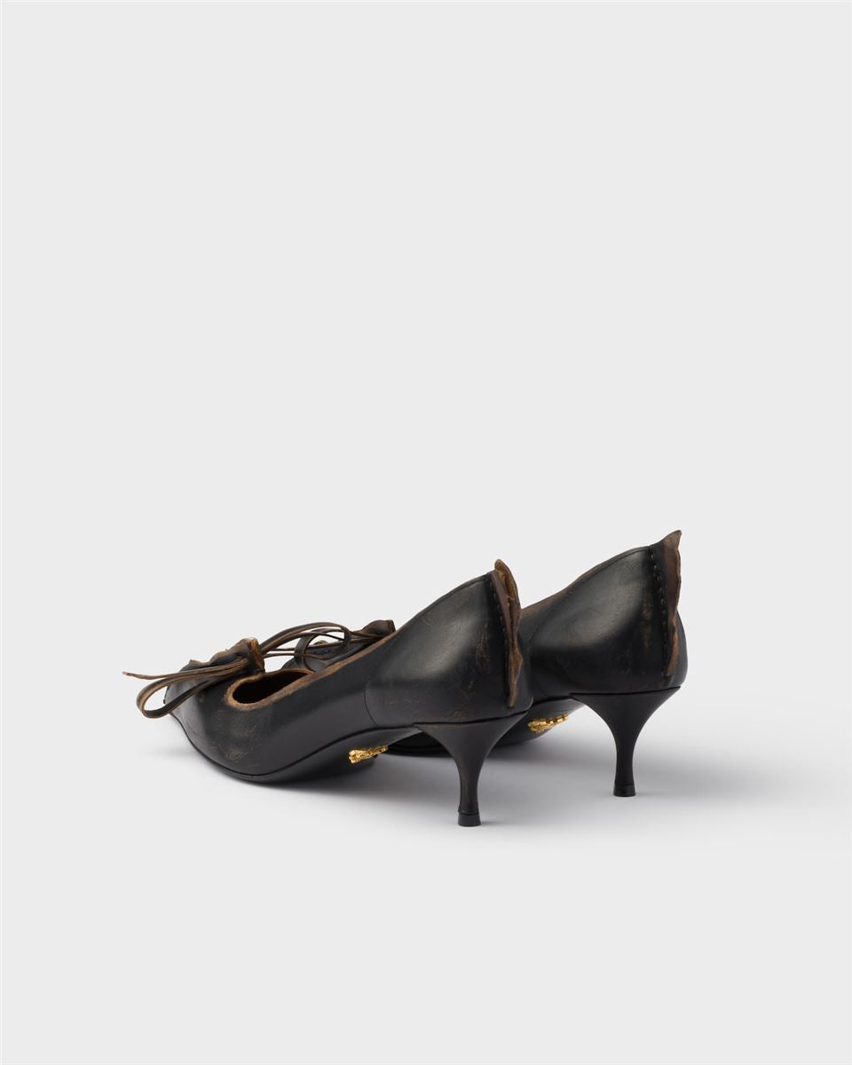 Antiqued leather pumps