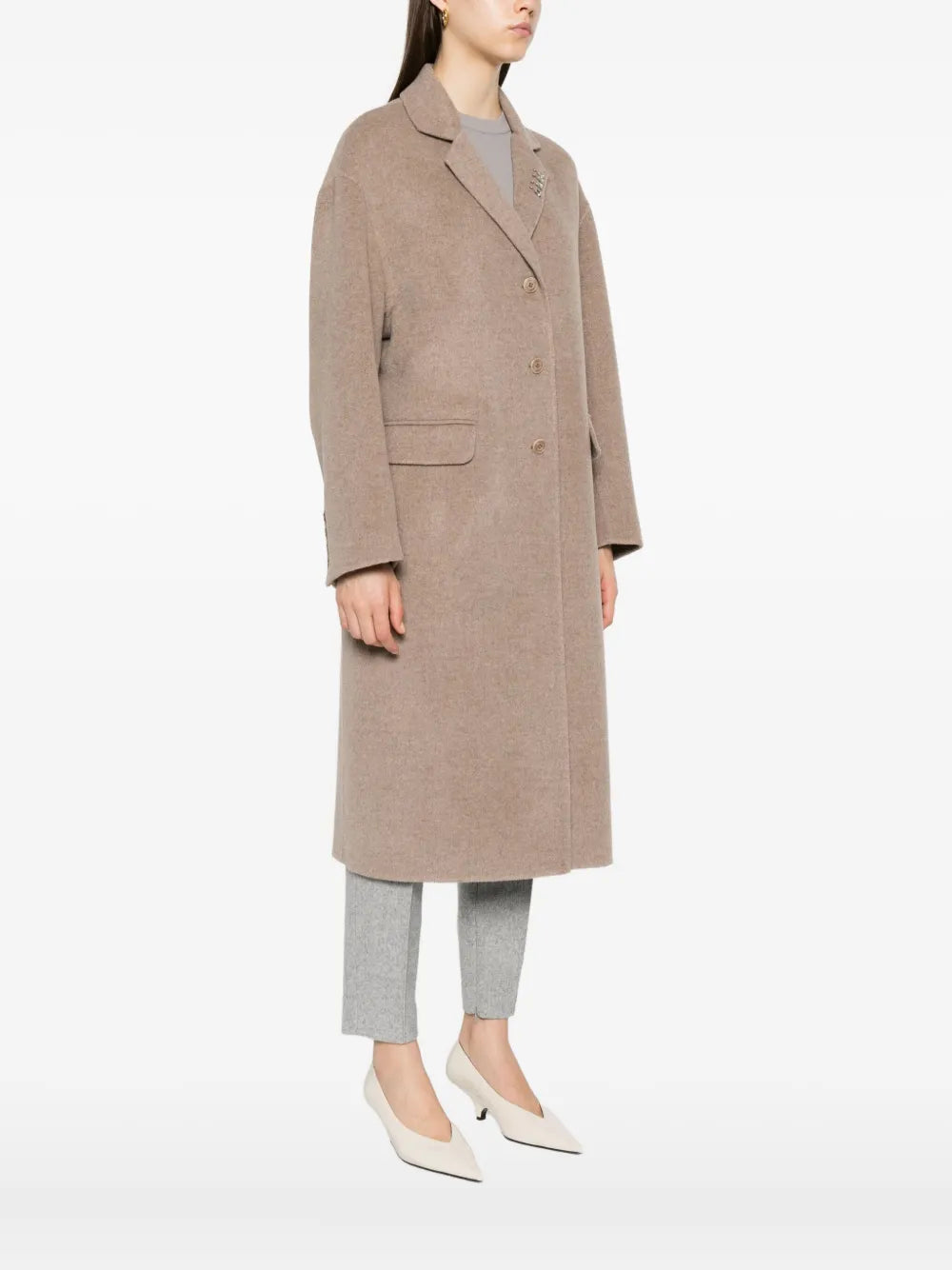Efezia button-fastening flap-pocket coat-ERMANNO SCERVINO-Verso