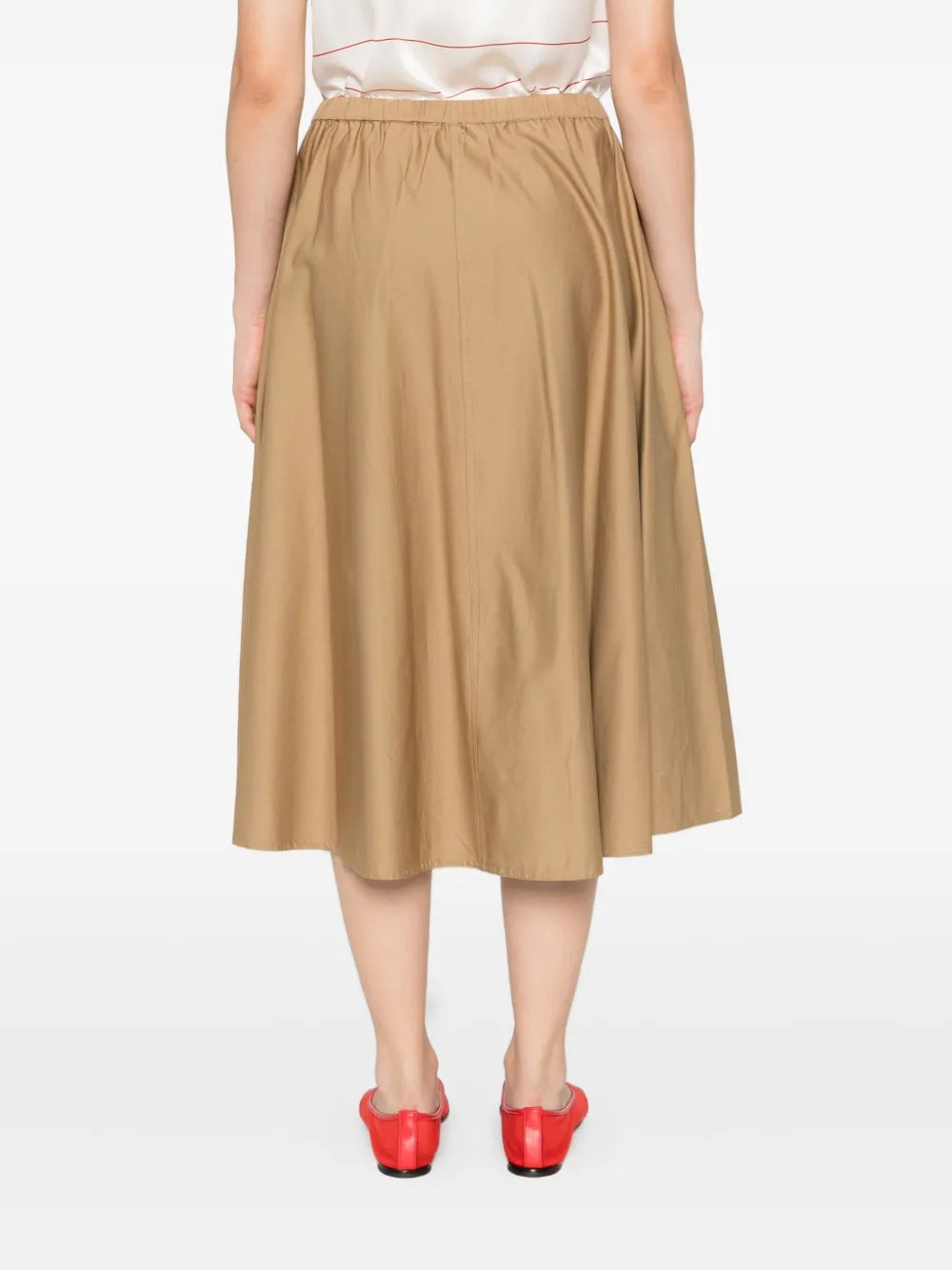 Elastic-waistline pocket midi skirt-VINCE-Verso