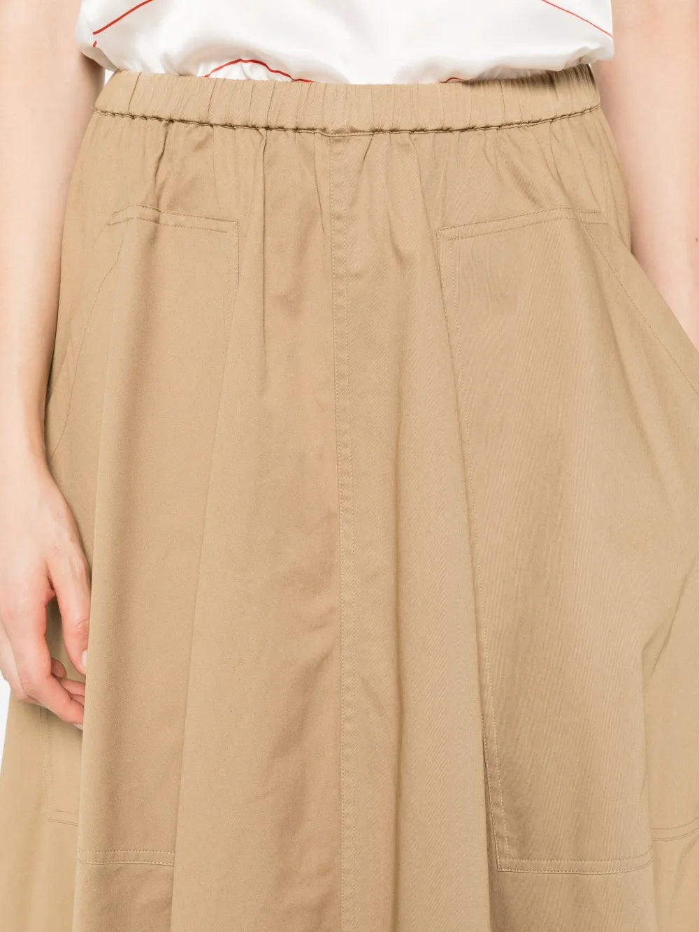 Elastic-waistline pocket midi skirt-VINCE-Verso