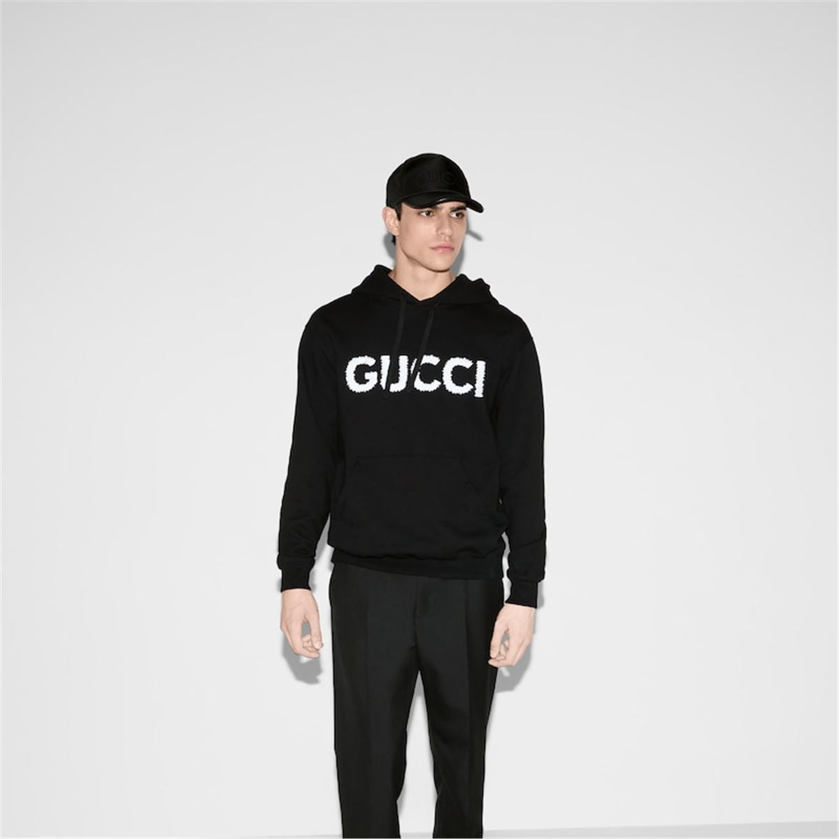 EMBROIDERED COTTON JERSEY HOODED SWEATSHIRT - GUCCI - Verso