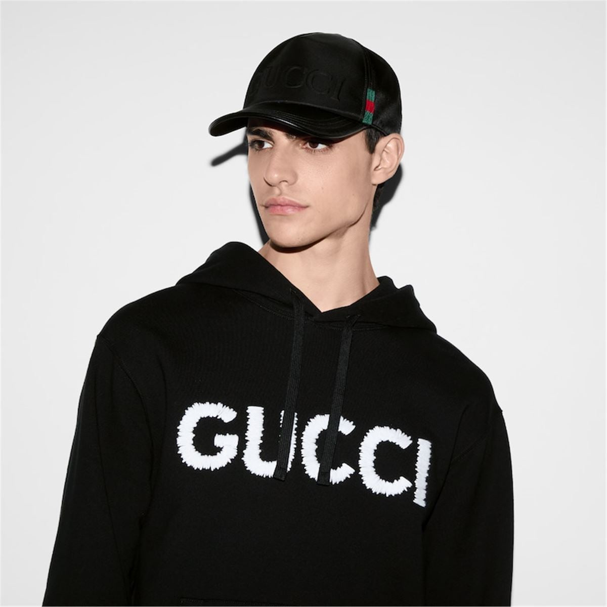 EMBROIDERED COTTON JERSEY HOODED SWEATSHIRT - GUCCI - Verso