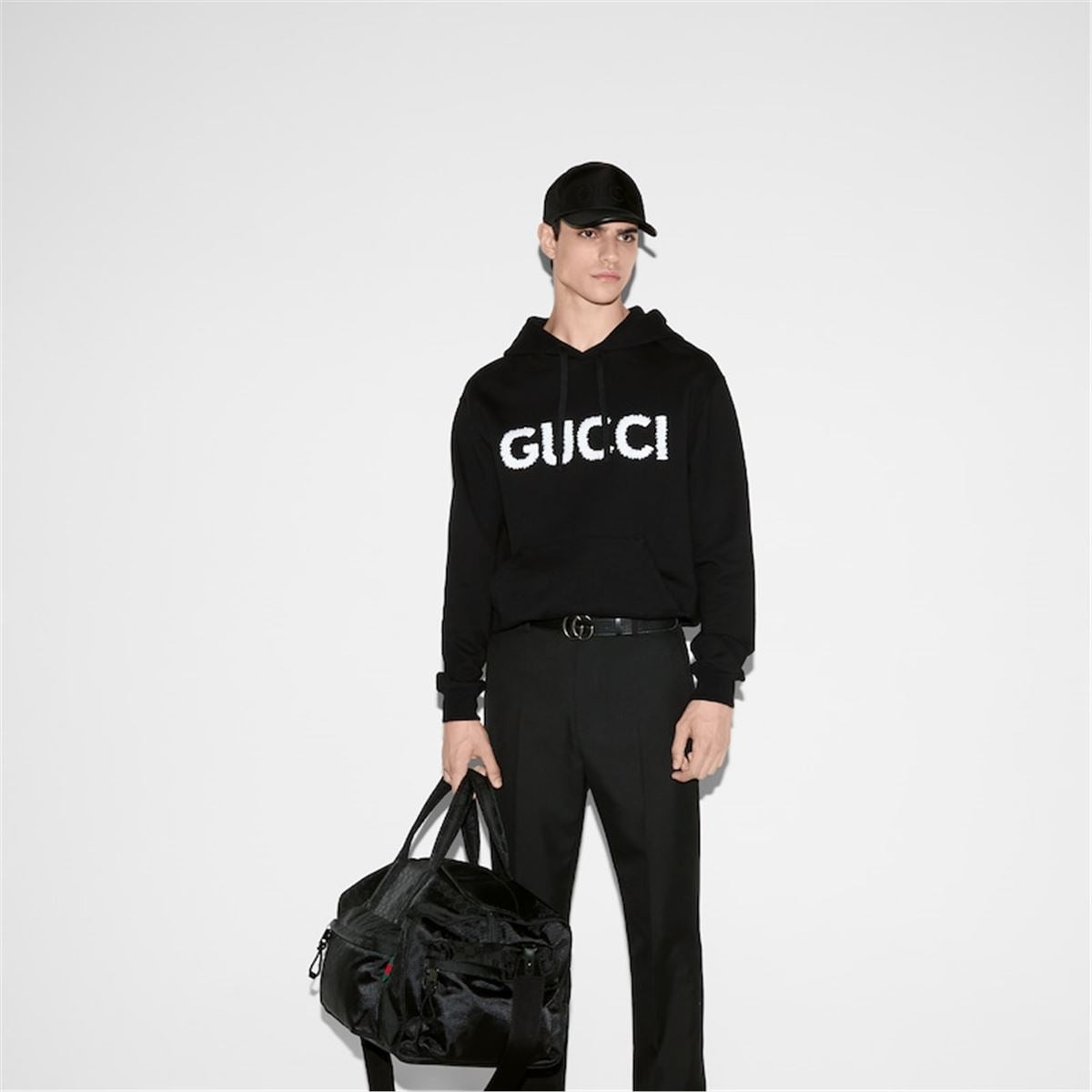 EMBROIDERED COTTON JERSEY HOODED SWEATSHIRT - GUCCI - Verso