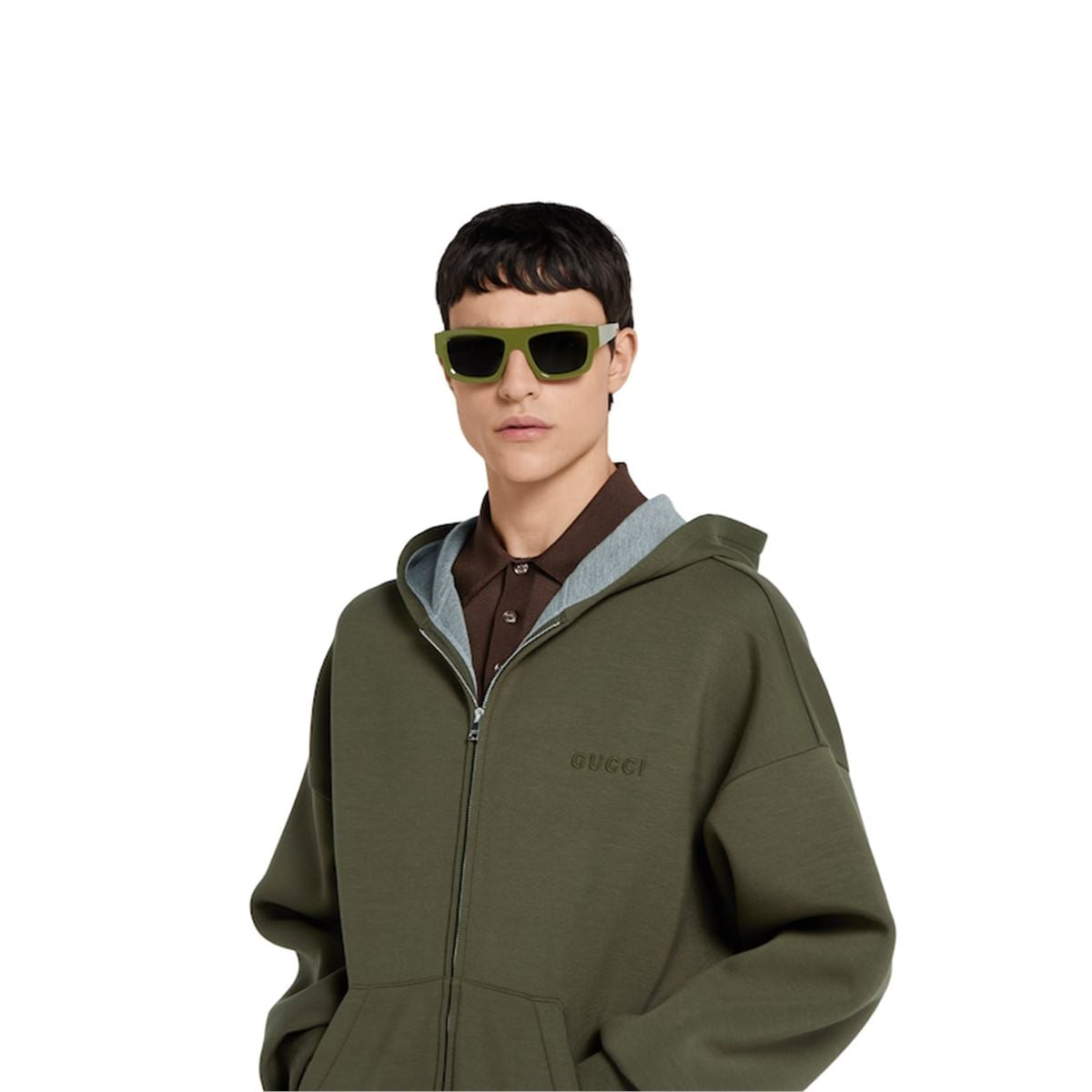 EMBROIDERED HOODED JERSEY SWEATSHIRT - GUCCI - Verso