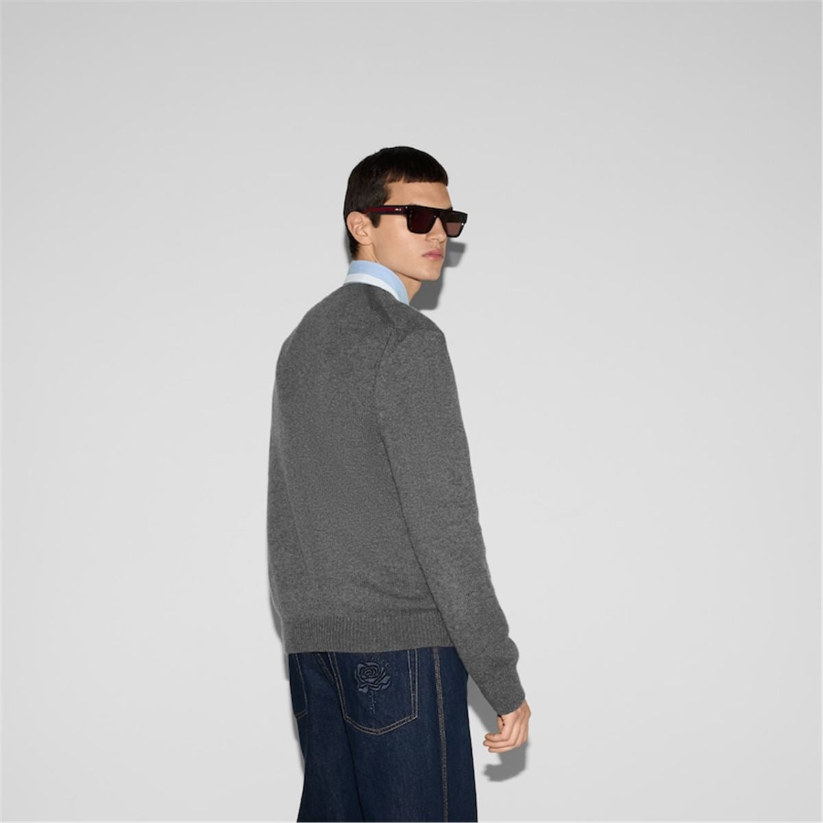 EMBROIDERED WOOL CASHMERE SWEATER - GUCCI - Verso