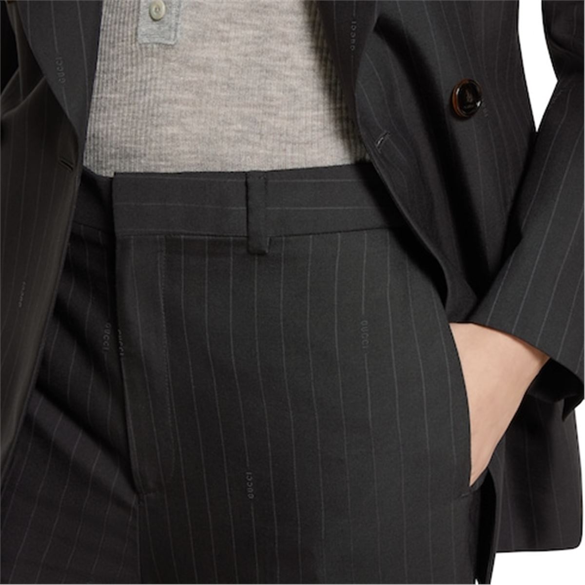 Pinstripe gucci wool jacquard pants-GUCCI-Verso