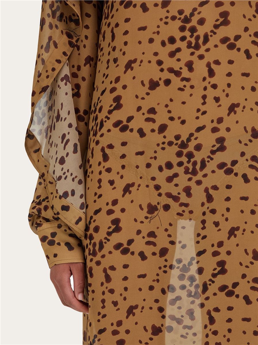 Silk dress with an orchid print