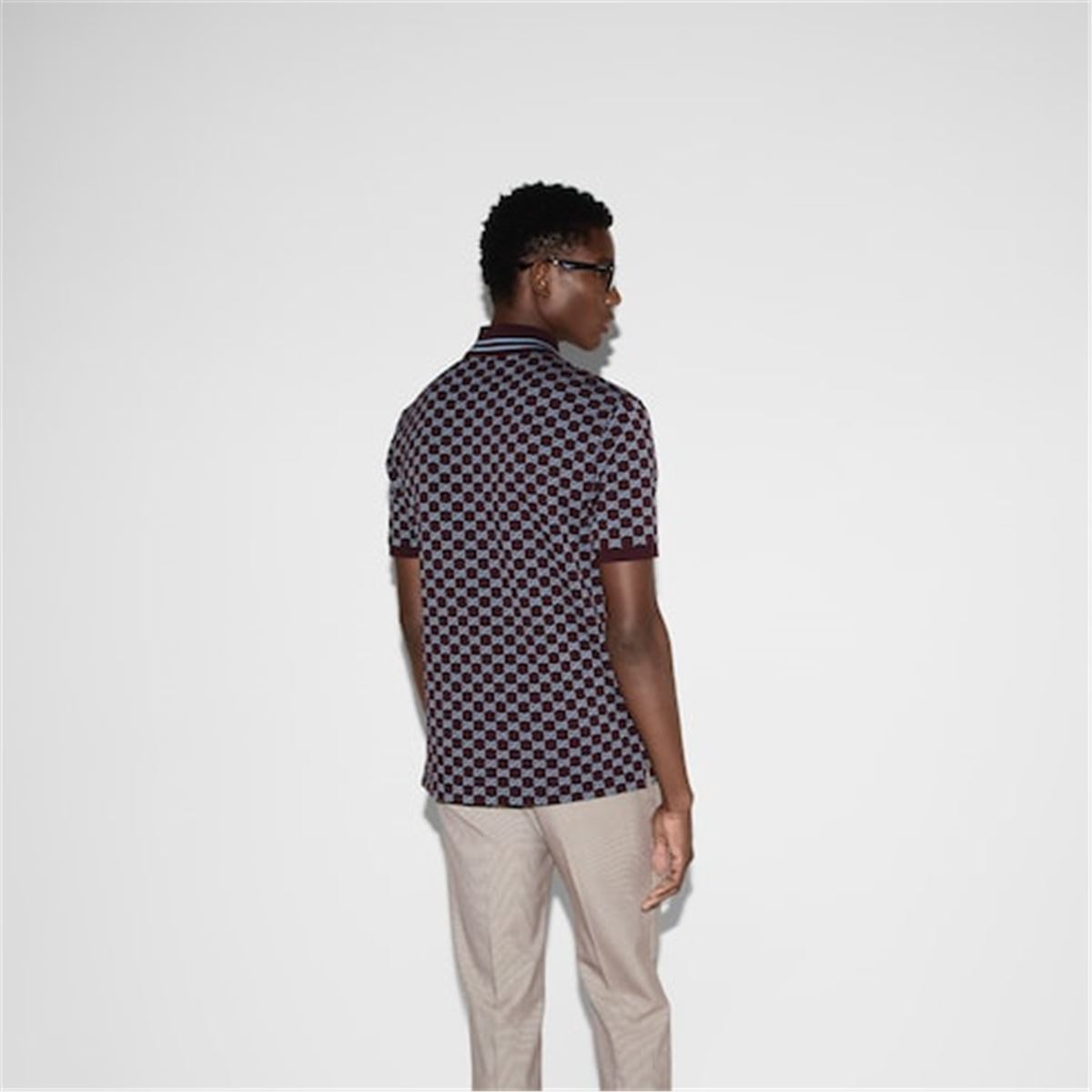 GG COTTON PIQUET JACQUARD POLO SHIRT - GUCCI - Verso