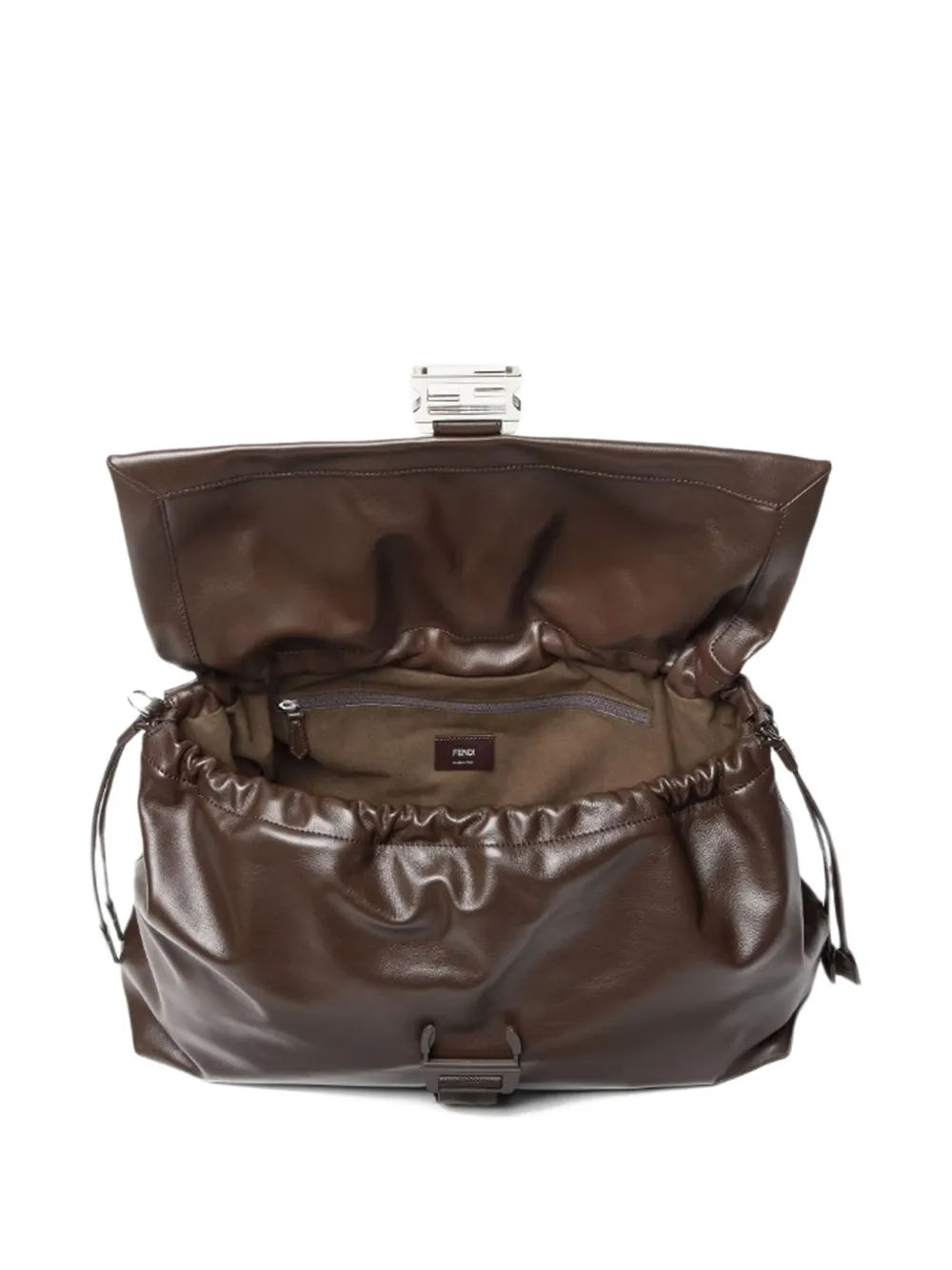 FF-buckle leather shoulder bag-FENDI-Verso