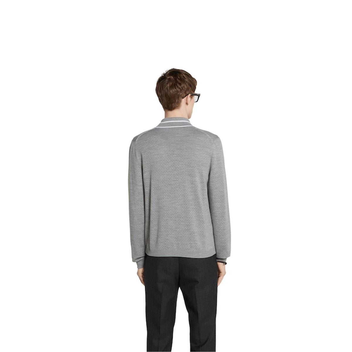 FINE WOOL KNIT CARDIGAN WITH INTARSIA-GUCCI-Verso