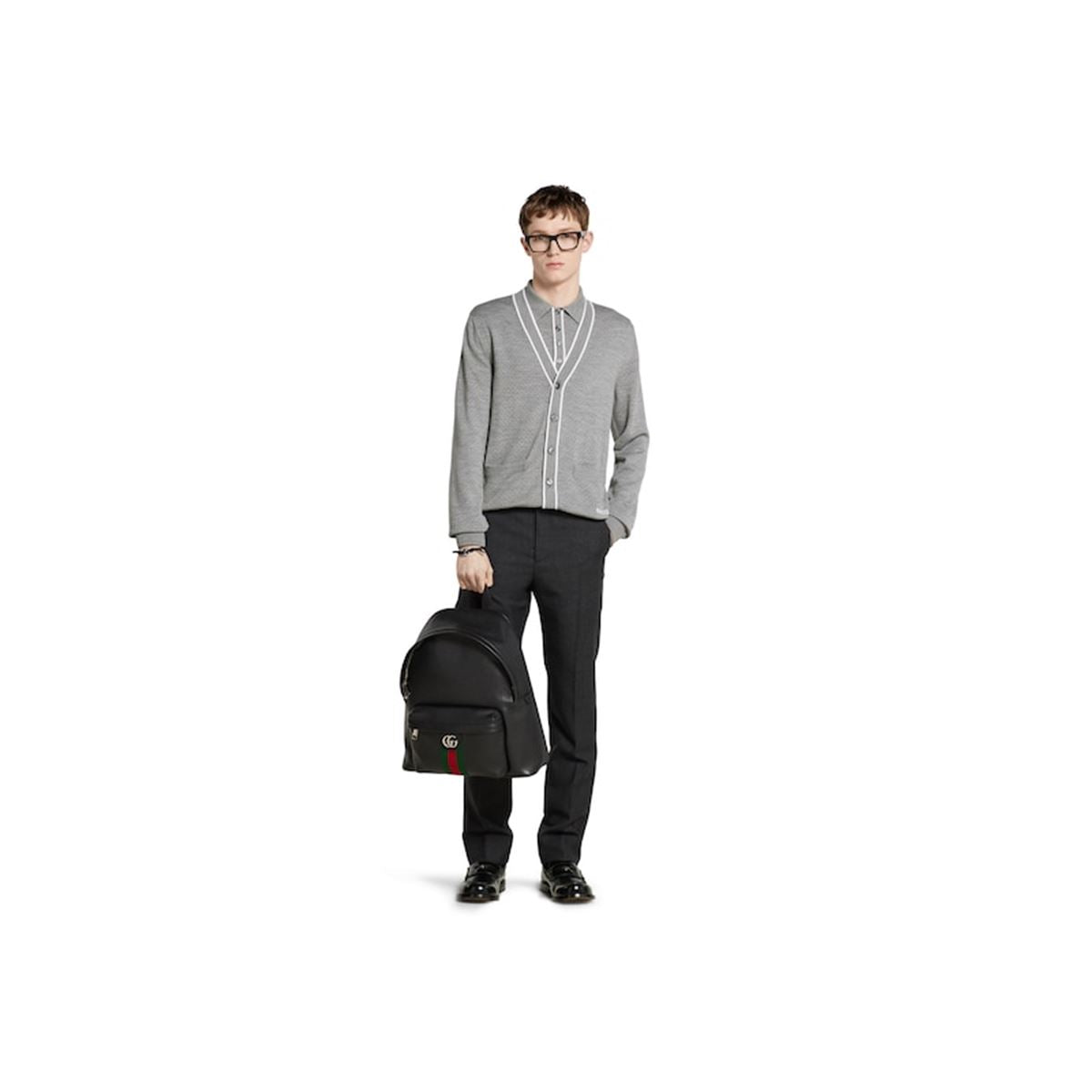 FINE WOOL KNIT POLO SHIRT WITH INTARSIA-GUCCI-Verso