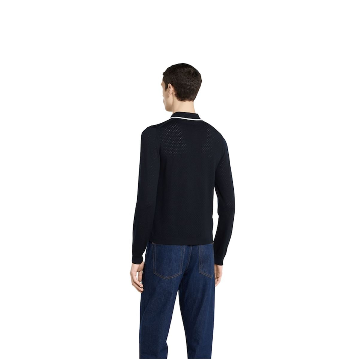 FINE WOOL KNIT POLO SHIRT WITH INTARSIA-GUCCI-Verso