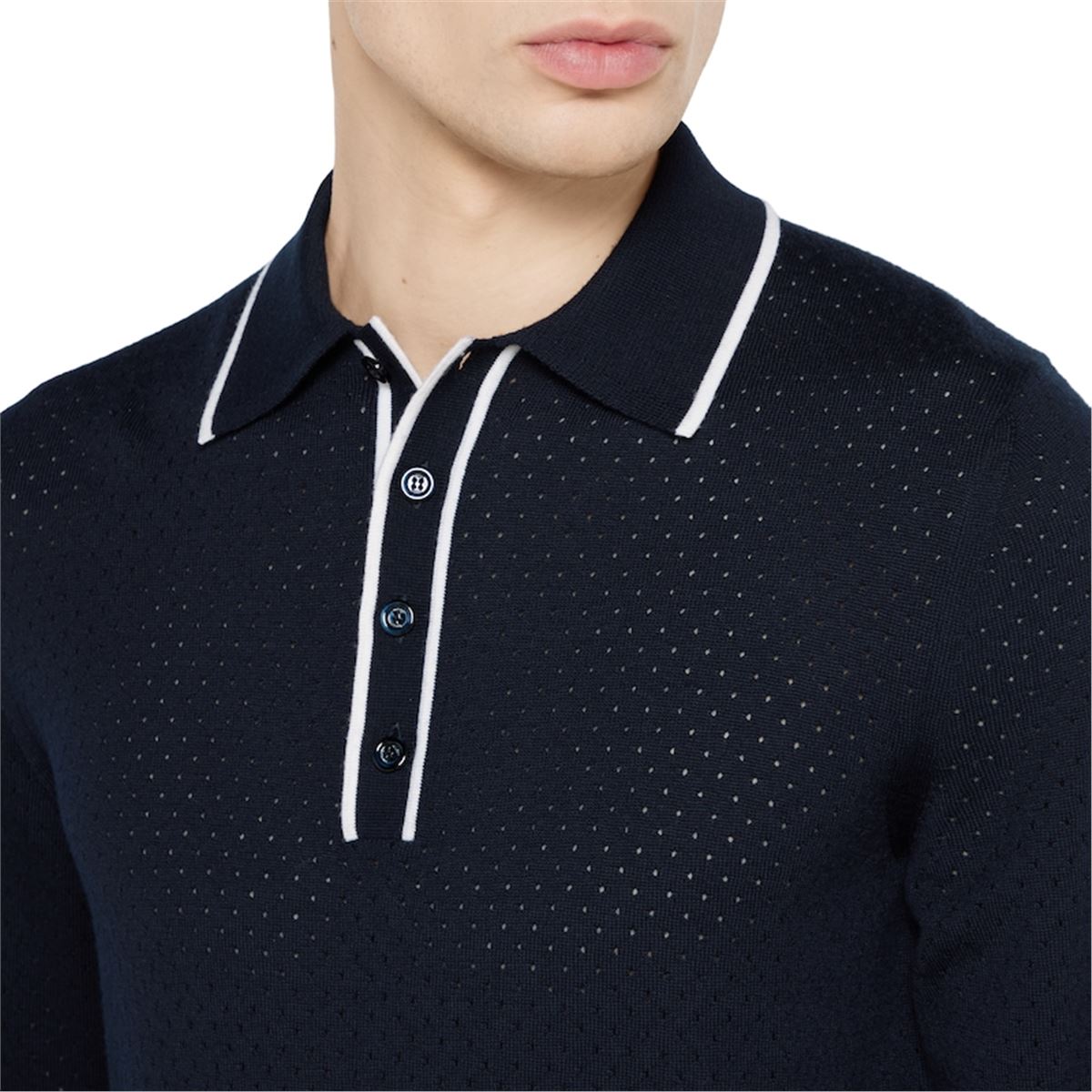 FINE WOOL KNIT POLO SHIRT WITH INTARSIA-GUCCI-Verso