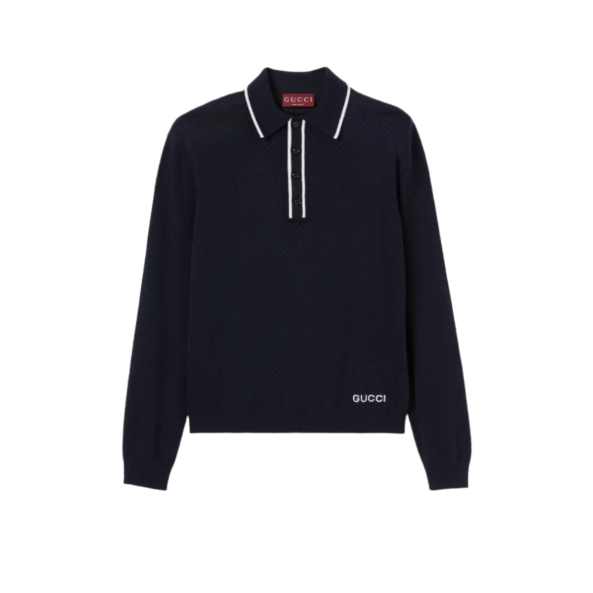 FINE WOOL KNIT POLO SHIRT WITH INTARSIA-GUCCI-Verso