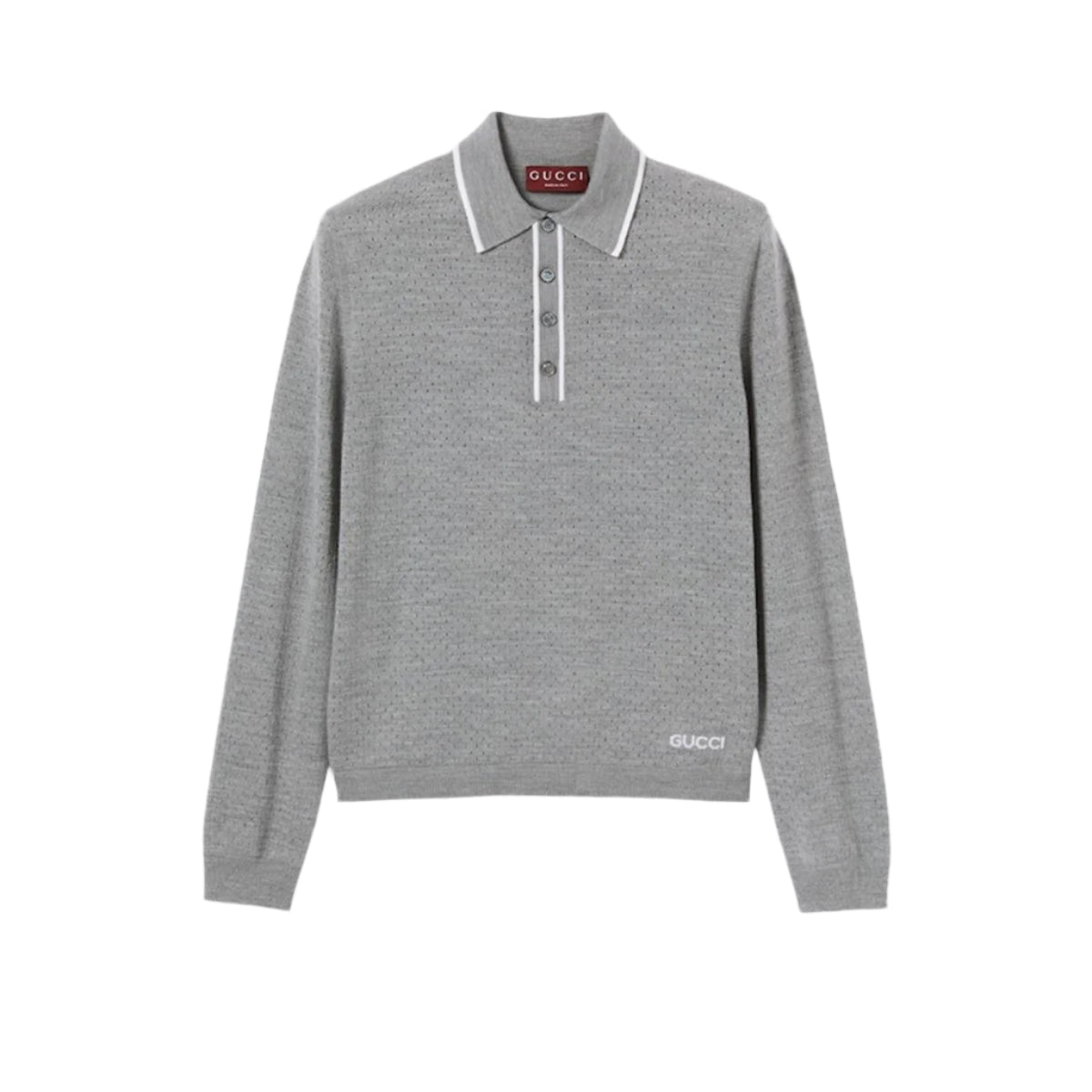 FINE WOOL KNIT POLO SHIRT WITH INTARSIA-GUCCI-Verso