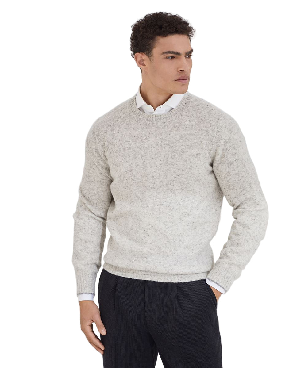 flecked alpaca, wool, silk and cotton sweater-BRUNELLO CUCINELLI-Verso