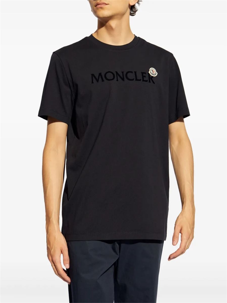Flocked logo cotton t-shirt-MONCLER-Verso