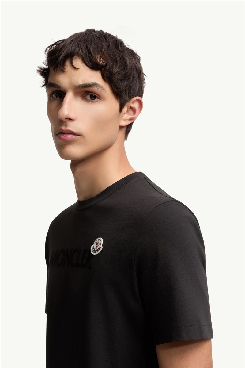 flocked logo cotton t-shirt-MONCLER-Verso