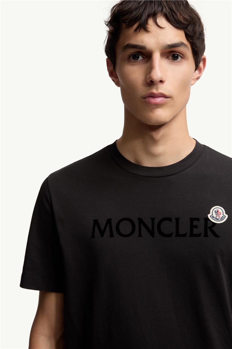 flocked logo cotton t-shirt-MONCLER-Verso