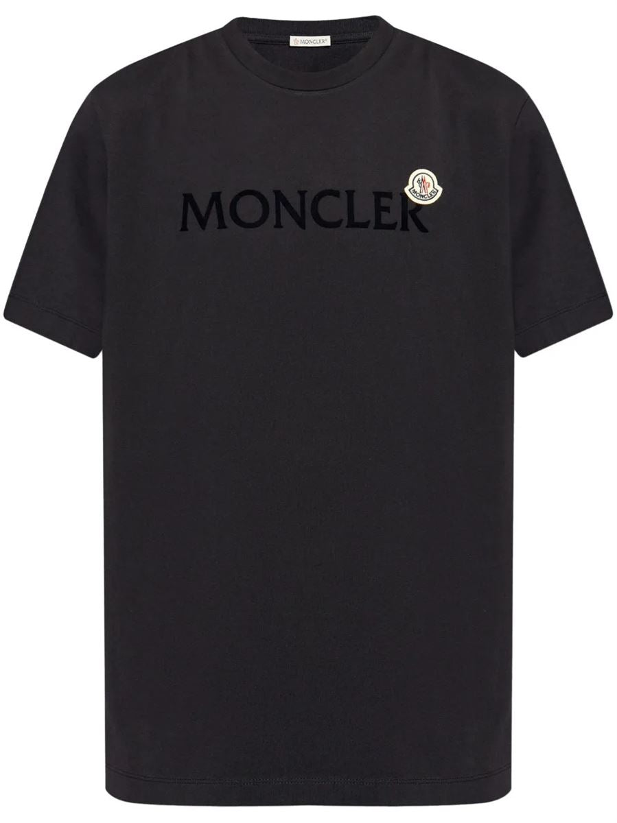 Flocked logo cotton t-shirt-MONCLER-Verso