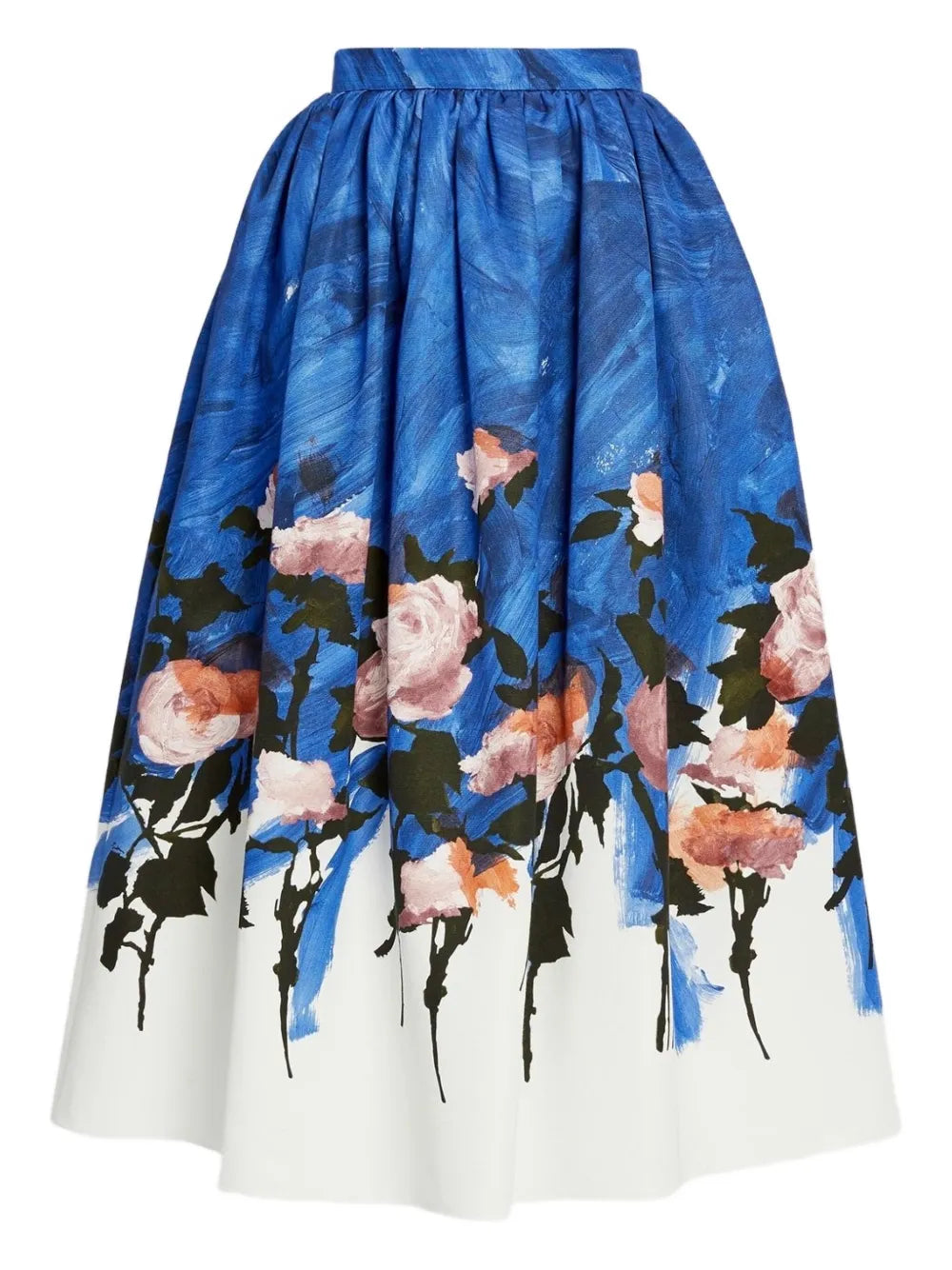 Floral gathered midi skirt-ERDEM-Verso