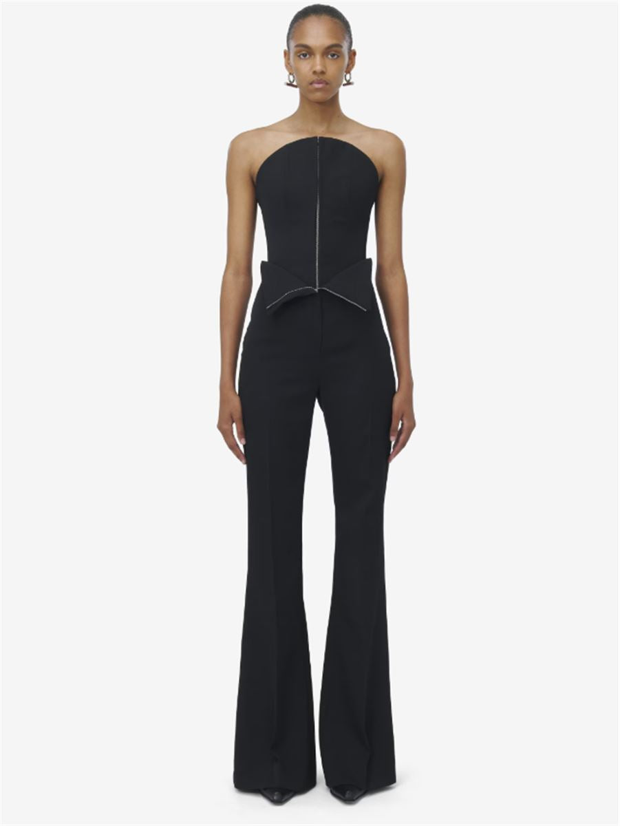 FOLD OVER WAIST TAILORED TROUSERS IN BLACK - A. MCQUEEN - Verso