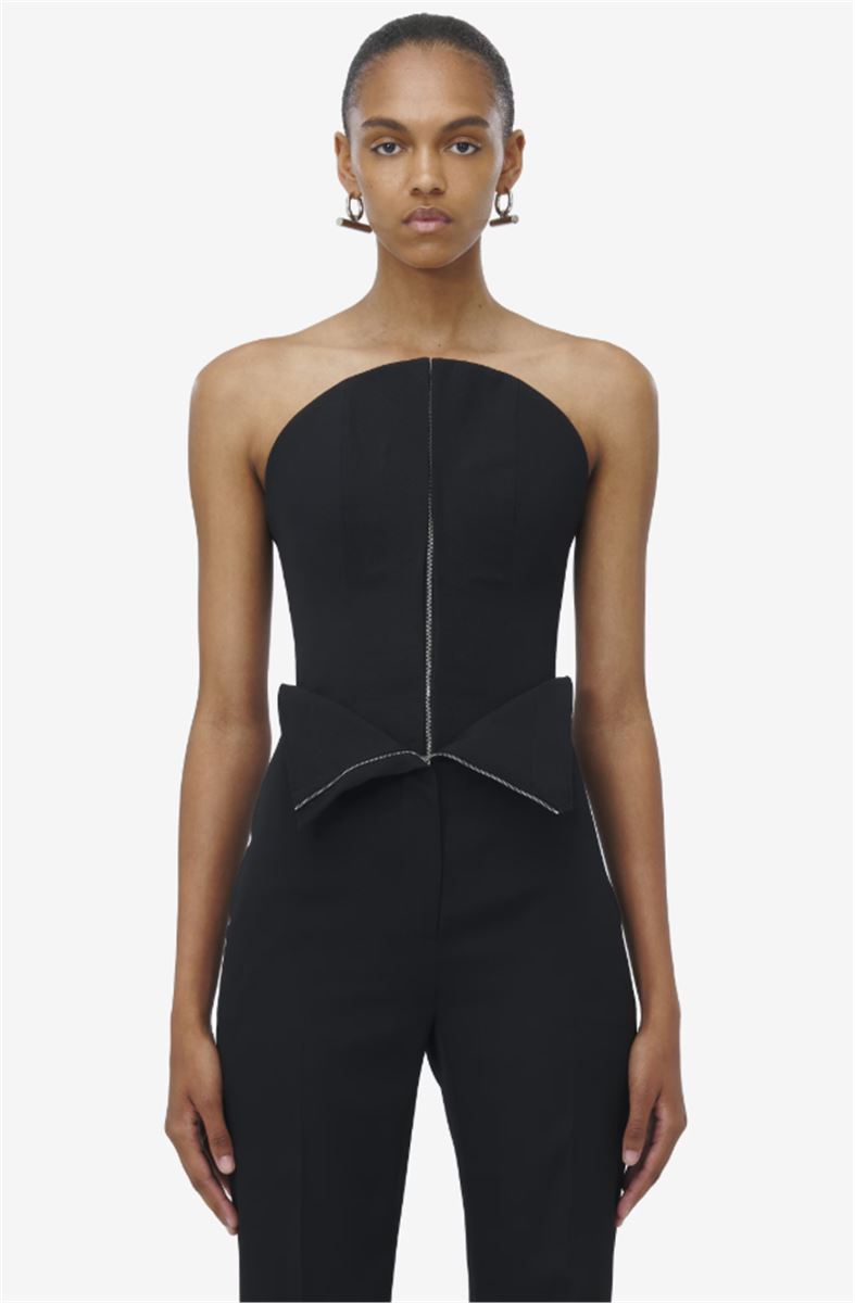 FOLD OVER WAIST TAILORED TROUSERS IN BLACK - A. MCQUEEN - Verso