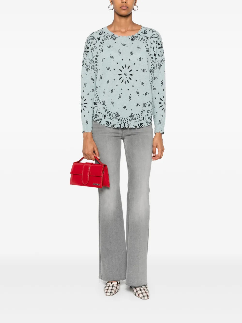 Frayed-hem Flare Jeans