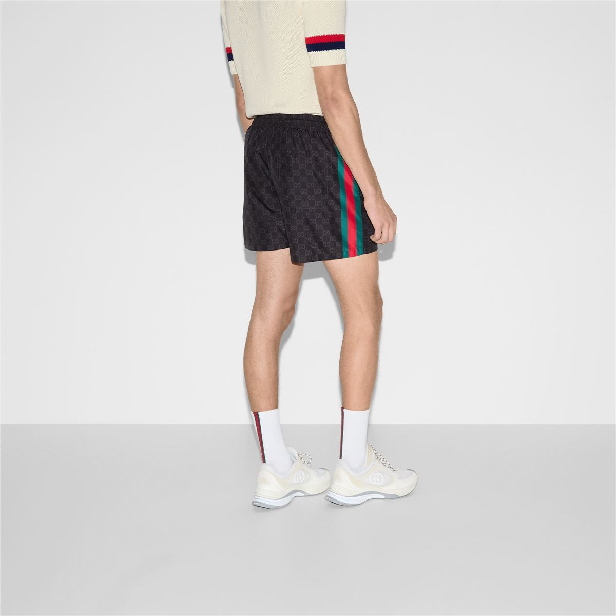 Gg print nylon swim shorts-GUCCI-Verso