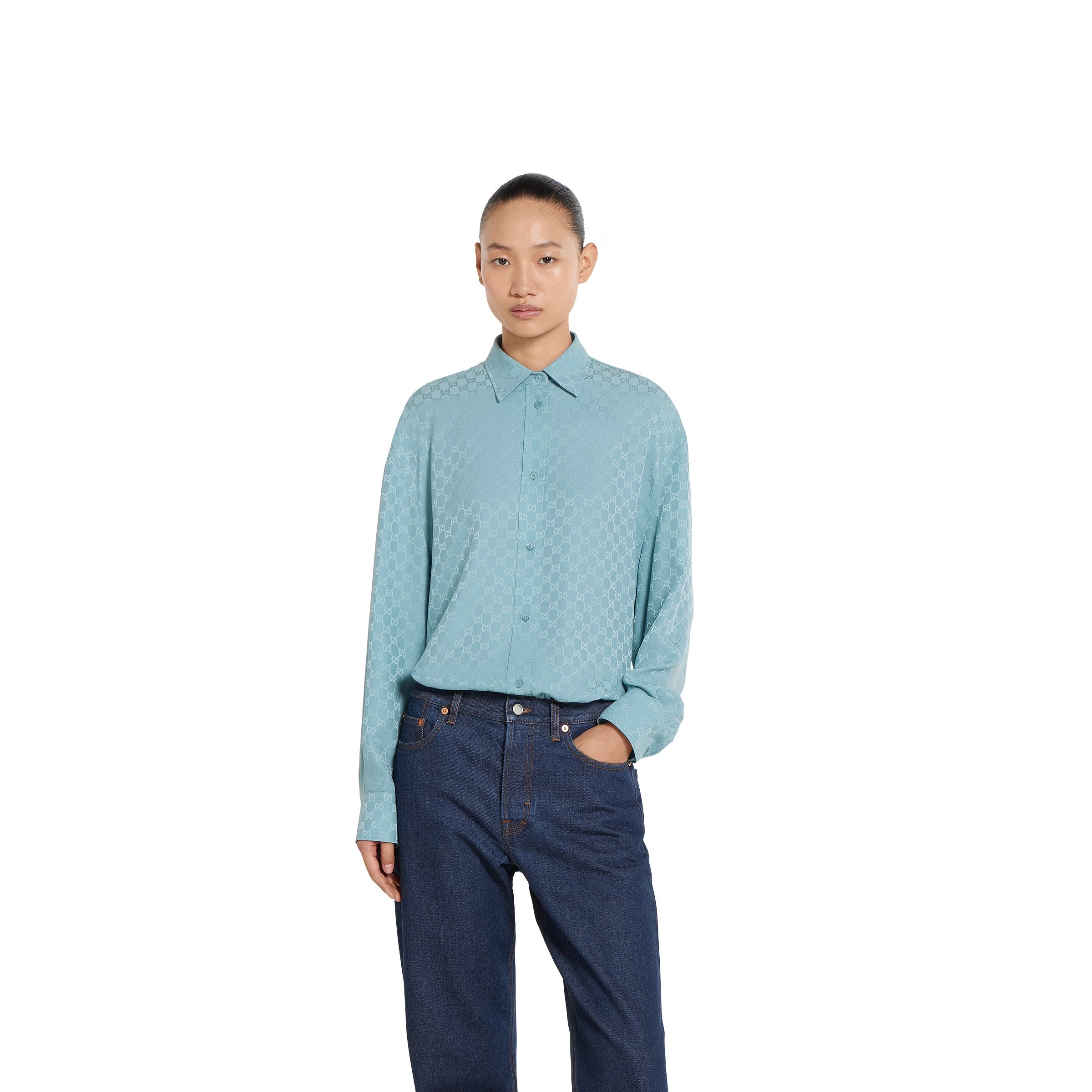 GG SILK JACQUARD OVERSIZE SHIRT-GUCCI-Verso