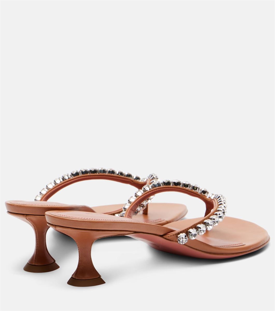 GIGI 45 EMBELLISHED LEATHER THONG SANDALS-AMINA MUADDI-Verso